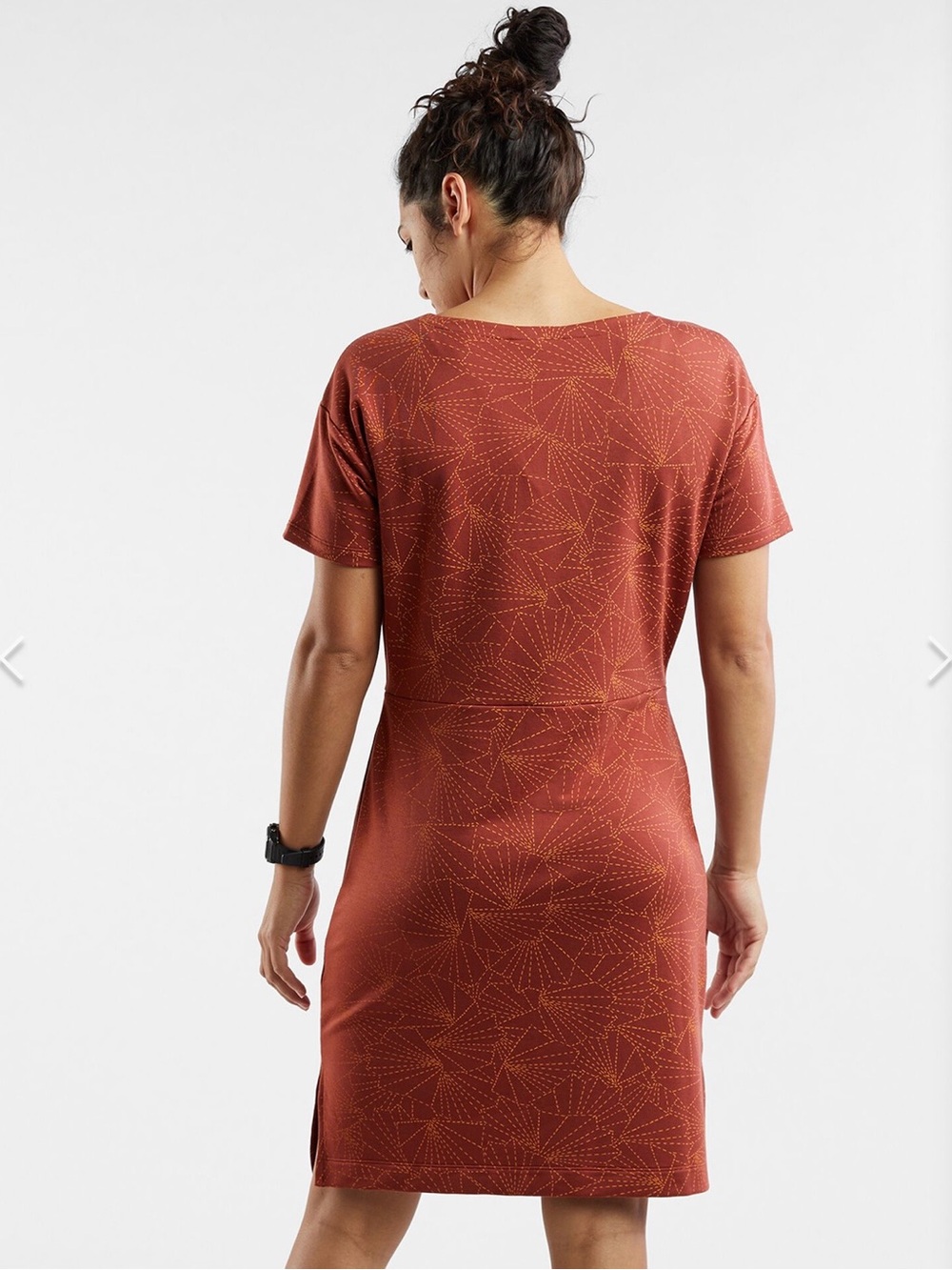 Title Nine Rust Orange V-Neck Deep Pockets Dress - Sashiko Red Large - Picture 7 of 7